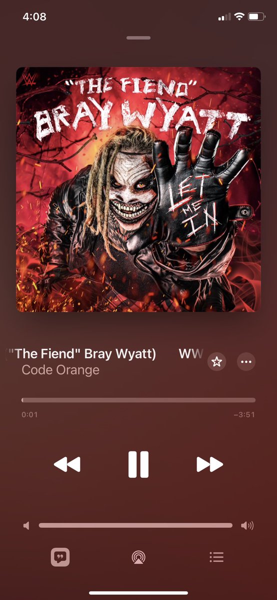 Now playing 

#BrayWyatt #TheFiend #LetMeIn #CodeOrange