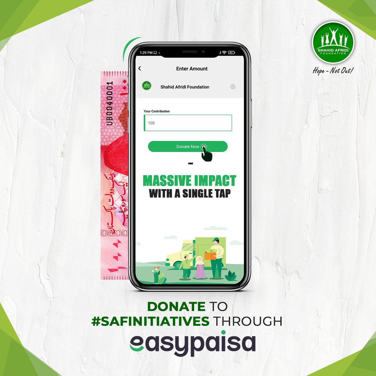 Let's come together for the cause of Hope! Donate to #SAFinitiatives with @easypaisa conveniently and do your part in uplifting underserved households. 
#HopeNotOut