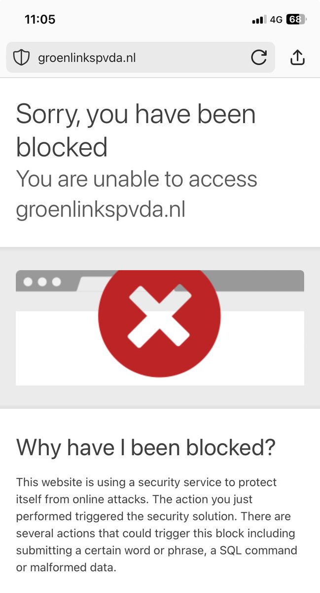 Het is overduidelijk. Toegang tot de ⁦@gl_pvda⁩ website vanuit Israël is geblokkeerd als onderdeel van hun programma om de vernietiging van Israël te bewerkstelligen en de 7.5 miljoen Joodse en ook de 2.4 miljoen moslim inwoners (ach, ‘collateral damage’) te realiseren.