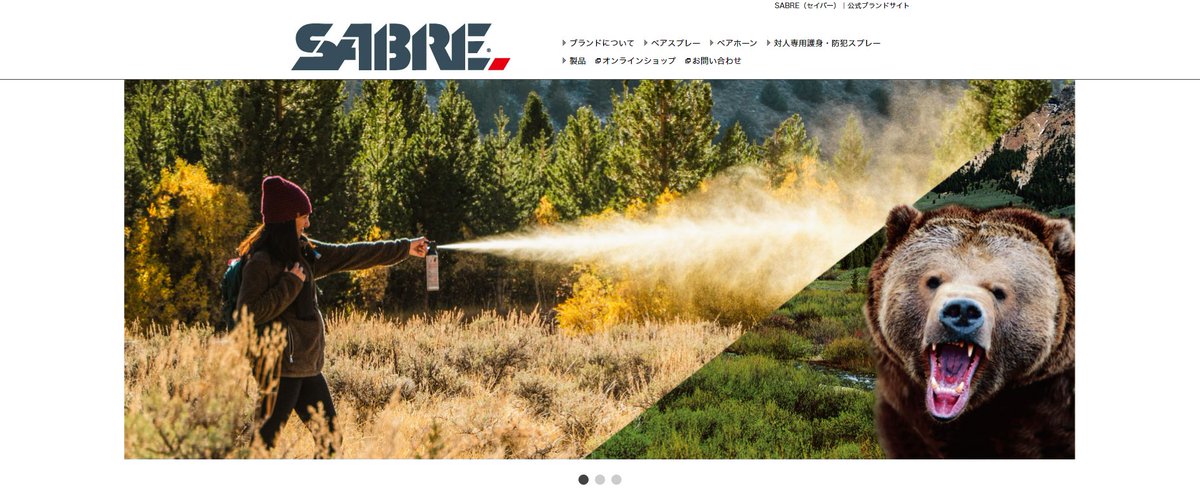 【SABRE（セイバー）公式ブランドサイト】

クマ撃退スプレーや対人専用護身・防犯スプレーを取り扱う「セイバー」公式ブランドサイトがオープンしました！
sabreoutdoor.jp