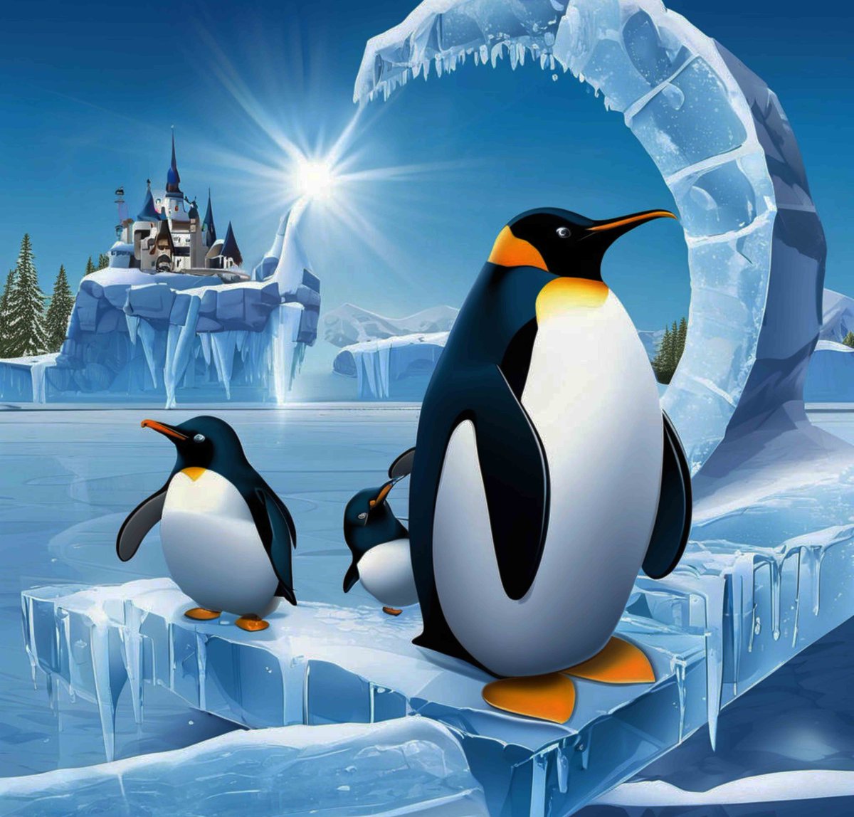 ArDi9168's tweet image. Pinguins family. #pinguins #FamilyFun  #aigallery #nftgallery  #illustrationAI