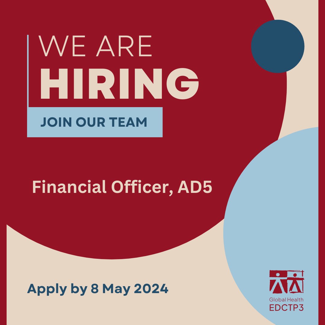 👋🏽 Would you like to be our next colleague?

We are hiring a Financial Officer, Temporary Agent AD5.

Read the job description and submit your application by 8 May.

➡ globalhealth-edctp3.eu/resources/vaca…

#EUjobs #EUcareers #BrusselsJobs #JobsInBrussels

@EU_Careers