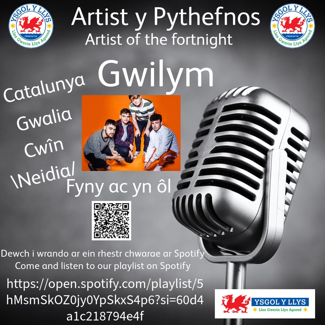 Artist y pythefnos yw @_gwilym Dewch i wrando ar eu caneuon ar ein rhestr chwarae ar @SpotifyUK Artist of the week is @_gwilym Come and listen to their songs on our @SpotifyUK playlist. open.spotify.com/playlist/5hMsm… @CerddDramaYGC @MIDinbych @SISirDdinbych #llesgwerinllysagored