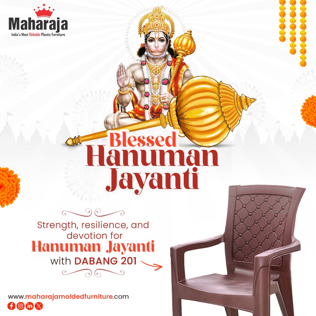 MaharajaChair's tweet photo. Wishing everyone a blessed Hanuman Jayanti, 🙏✨ may His divine blessings fill your life with courage, wisdom, and unwavering devotion. 🕉️🐒

#HanumanJayanti #StrengthInDevotion https://t.co/dIm71aDChr