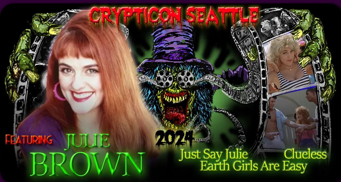 Come meet the Queen of Pop Culture <a href="/missjuliebrown/">Miss Julie Brown</a> !! At <a href="/crypticon/">Crypticon Seattle 👻🧛🏼‍♂️⚰️</a> May 3rd-5th.  <a href="/CityofSeattle/">City of Seattle</a> <a href="/seattletimes/">The Seattle Times</a> <a href="/fox13seattle/">FOX 13 Seattle</a> #Clueless #PoliceAcademy #Animaniacs #Batman #batmantheanimatedseries #Gay #LGBTQ #EarthGirlsAreEasy <a href="/80sMTVmemories/">80s MTV Memories</a> <a href="/MTV/">MTV</a> <a href="/MTVartists/">MTV Artists</a> #Comedy