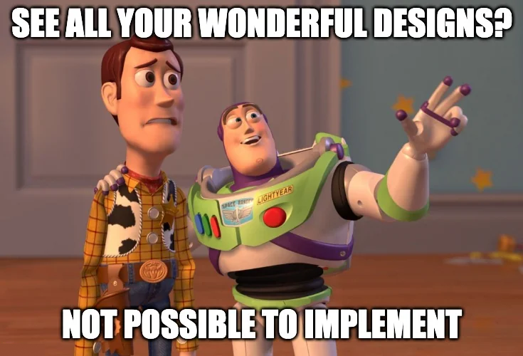 When the designer's vision meets the developer's reality... and they agree to disagree! 😅🤷‍♂️💻

#UX #UXDesign #UserInterfaceDesign #DesignCommunity

#Designer #DesignersCommunity #DesignDilemmas

#UserExperienceDesign

#Development #DevelopersLife

#DesignersVsDevelopers