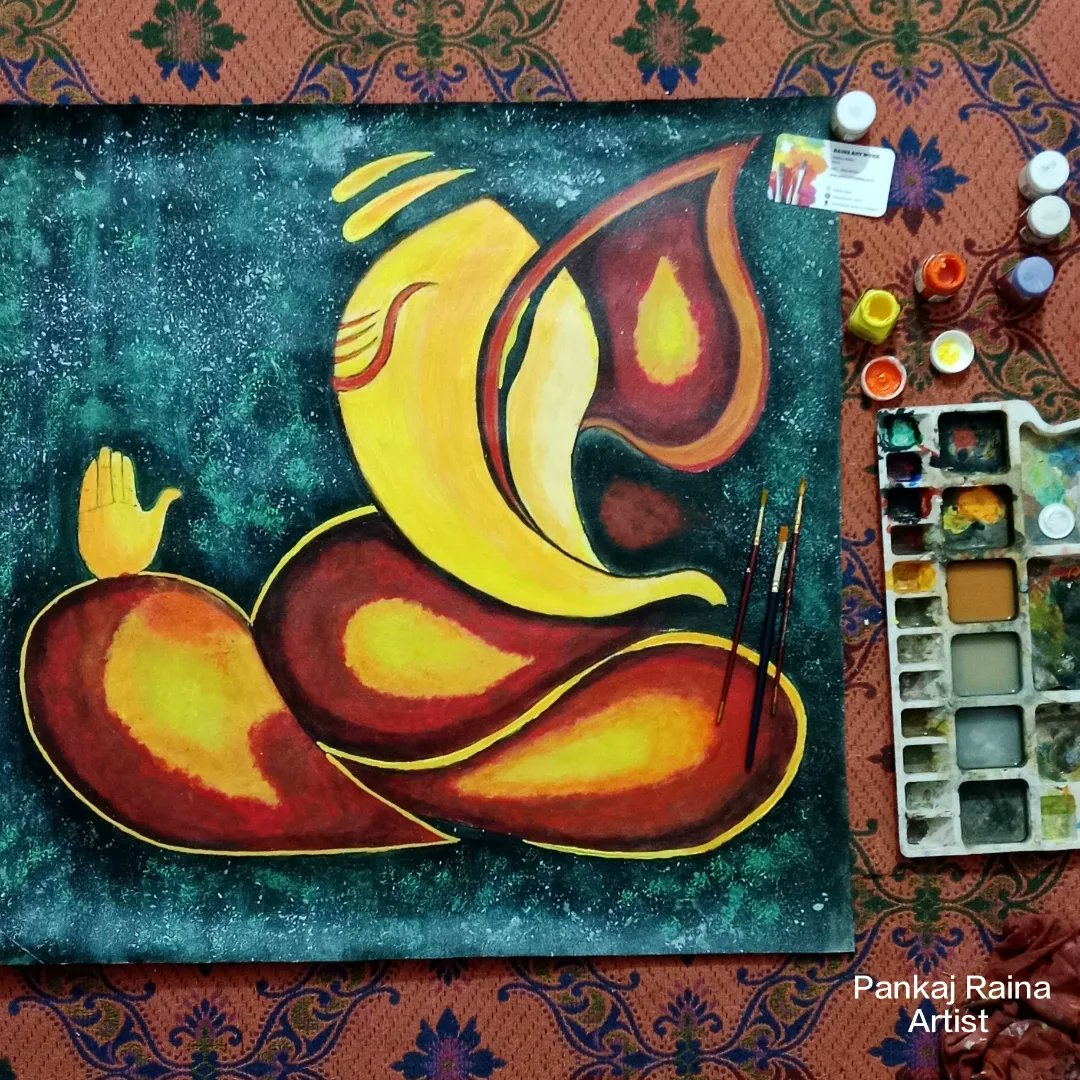 Customised Work in progress Theme - Lord Ganesha Acrylic on Canvas 🖌️🎨 #art #ganesha #acrylicpainting #indianartist #artwork