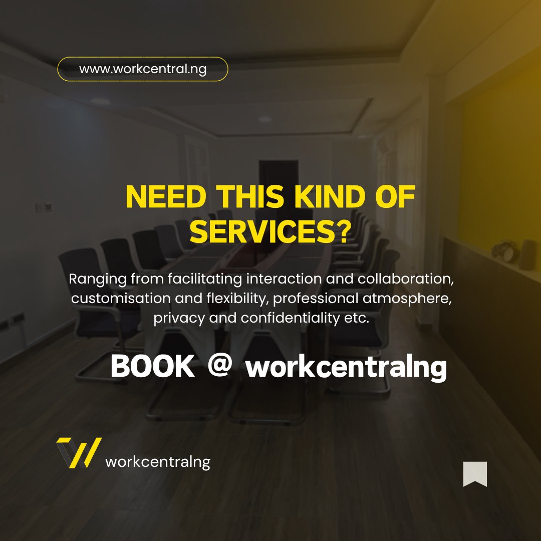 workcentralng's tweet image. "Kick off your Monday in style! 
 Elevate your meetings in Workcentral’s top-tier boardrooms. Swipe to see why!  #MondayMeetings #Workcentral #ProfessionalSpace #MondayMotivation