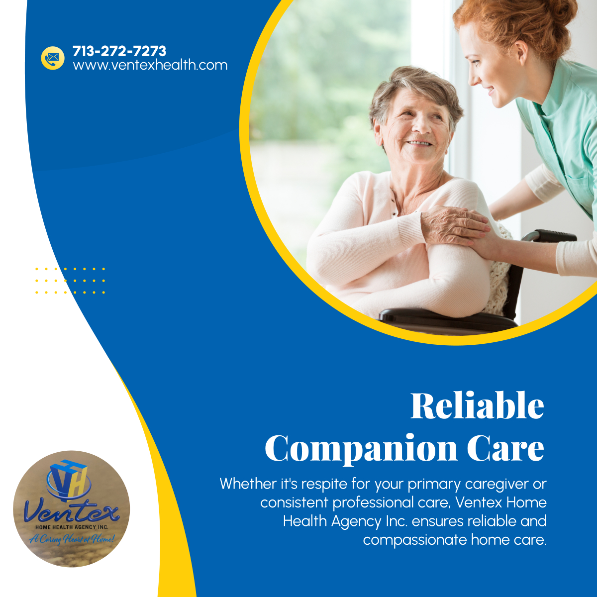 Trust our caregivers to be reliable companions for your loved one’s needs at home. Your peace of mind is our priority. 

#HoustonTX #HomeHealthCare #CompanionCare