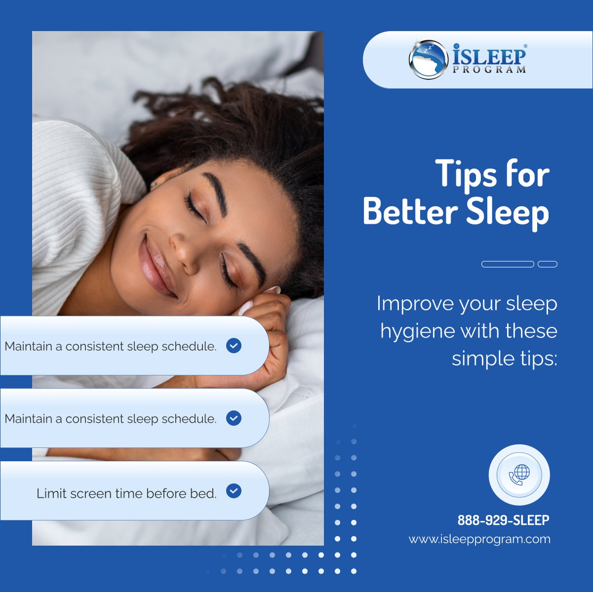 isleepprog's tweet image. Elevate your sleep quality with these easy-to-follow tips! Try implementing them tonight for a restful sleep. Sweet dreams! 

#BronxNY #iSleepProgram #SleepTherapy