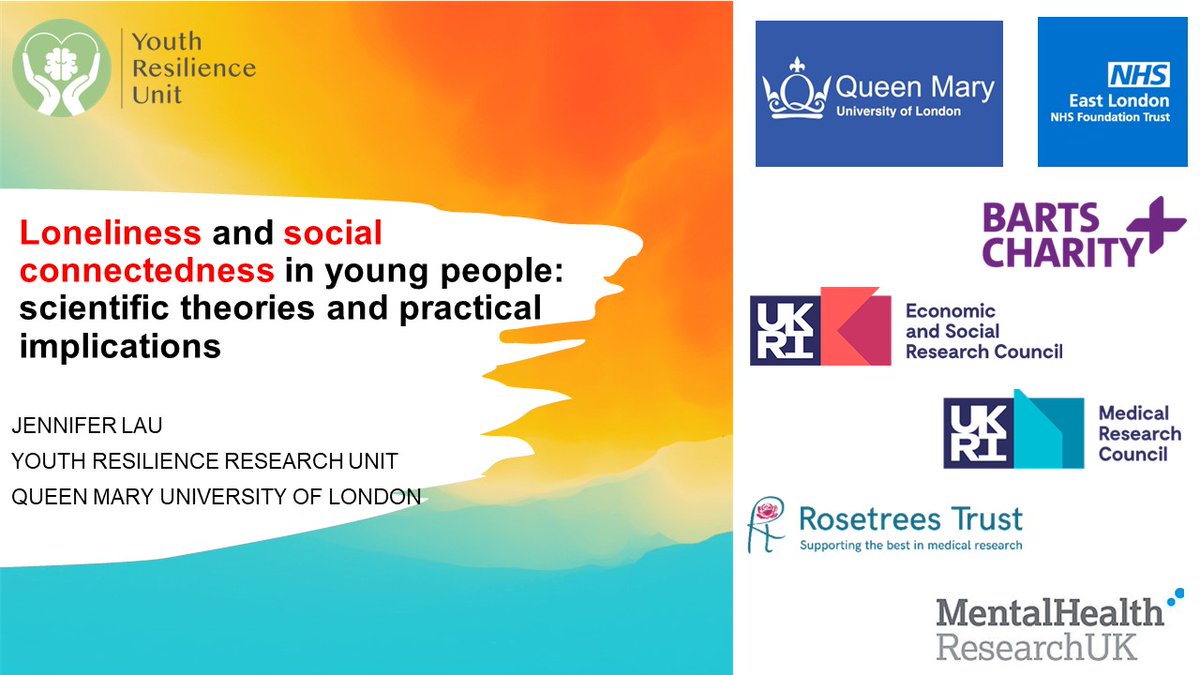 @DBadenoch @EdinUniMentalH We're getting underway now with Professor Dan Smith introducing Professor Jennifer Lau. Jennifer is Co-director of the Youth Resilience Unit. Her opening talk is about #loneliness and social connections in youth mental health. #EMH2024 @QMULResilience qmul.ac.uk/wiph/centres/c……