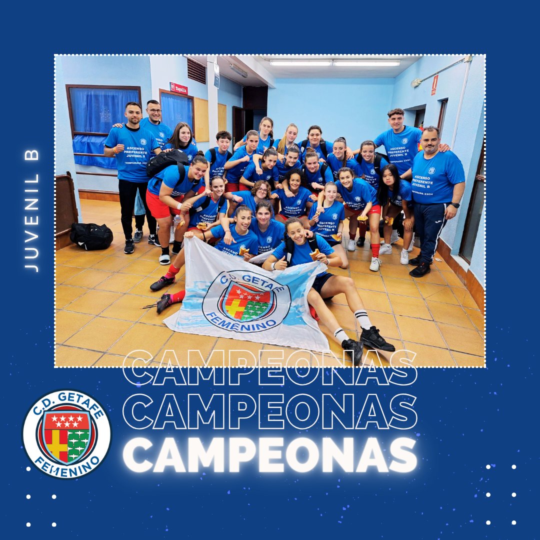 🏆 𝐂𝐀𝐌𝐏𝐄𝐎𝐍𝐀𝐒 𝐃𝐄 𝐋𝐈𝐆𝐀 💙 ¡Felicidades a nuestro 𝑱𝑼𝑽𝑬𝑵𝑰𝑳 𝑩 que tras su victoria de ayer se proclamarse campeón con una jornasda de antelación! ¡Este finde 𝐂𝐄𝐋𝐄𝐁𝐑𝐀𝐌𝐎𝐒 en 𝐂𝐀𝐒𝐀! 🏠 #VamosGetafe