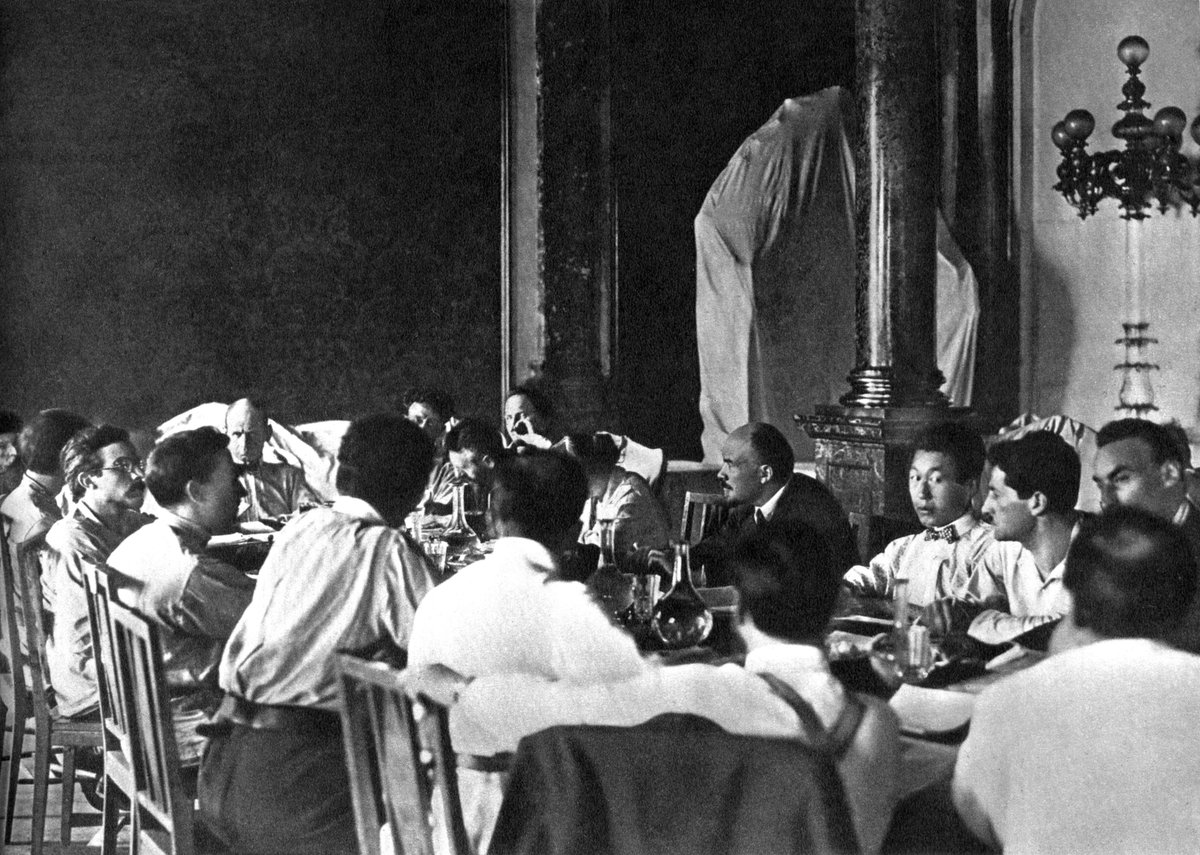 Lenin in one of the committees of the II Congress of the Comintern, Moscow, 1920