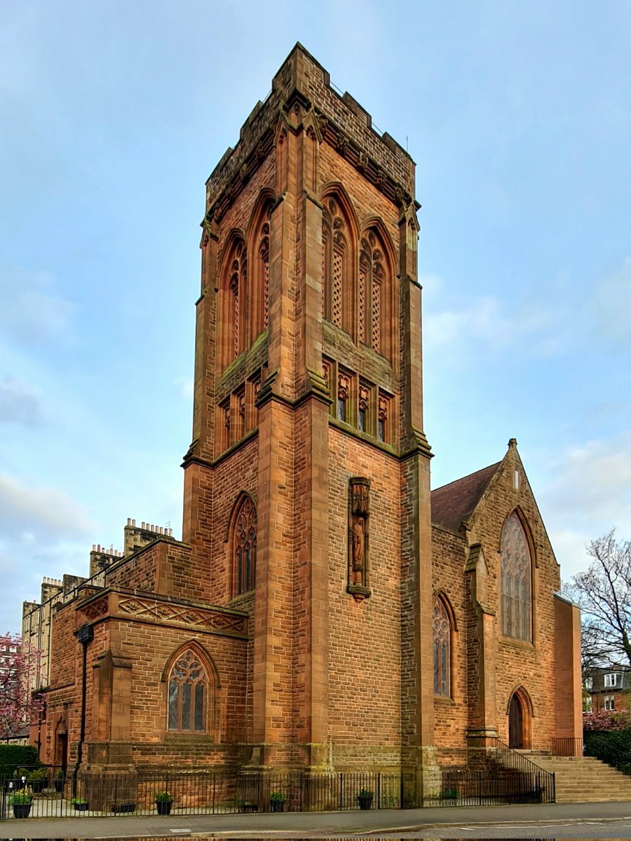 Saint Bride's Episcopal Church on Hyndland Road in the West End of Glasgow. It was built in two parts, with the right hand section being designed by G.F. Bodley in 1903, and the tower and left hand section being designed by H.O. Tarboltan in 1915.

#glasgow #architecture #church
