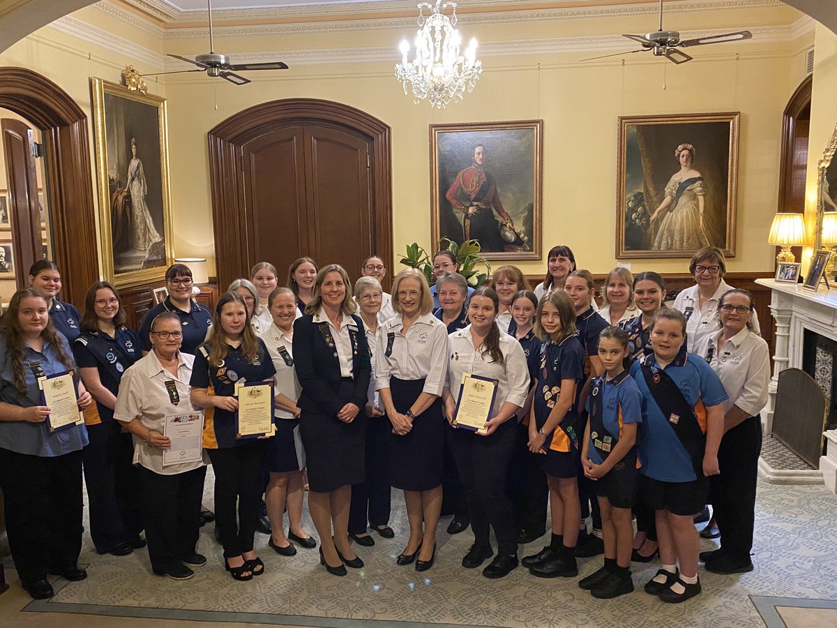 The Governor hosted a Reception at Government House for the Girl Guides Queensland Annual Adult Awards for 2023. Her Excellency, Patron of @guidesqld, presented awards ranging from the Wattle badge to Queen’s Guide to deserving individuals. #girlguides #Queensland #Qld