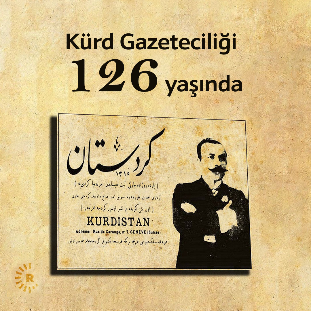 Bugün 22 Nisan Kürd Gazeteciler Günü İlk Kürdçe gazete olan #Kürdistan Gazetesim bundan 126 yıl önce 22 Nisan 1898'de Mısır'ın başkenti Kahire'de Mikdad Mithad Bedirxan tarafından çıkarıldı