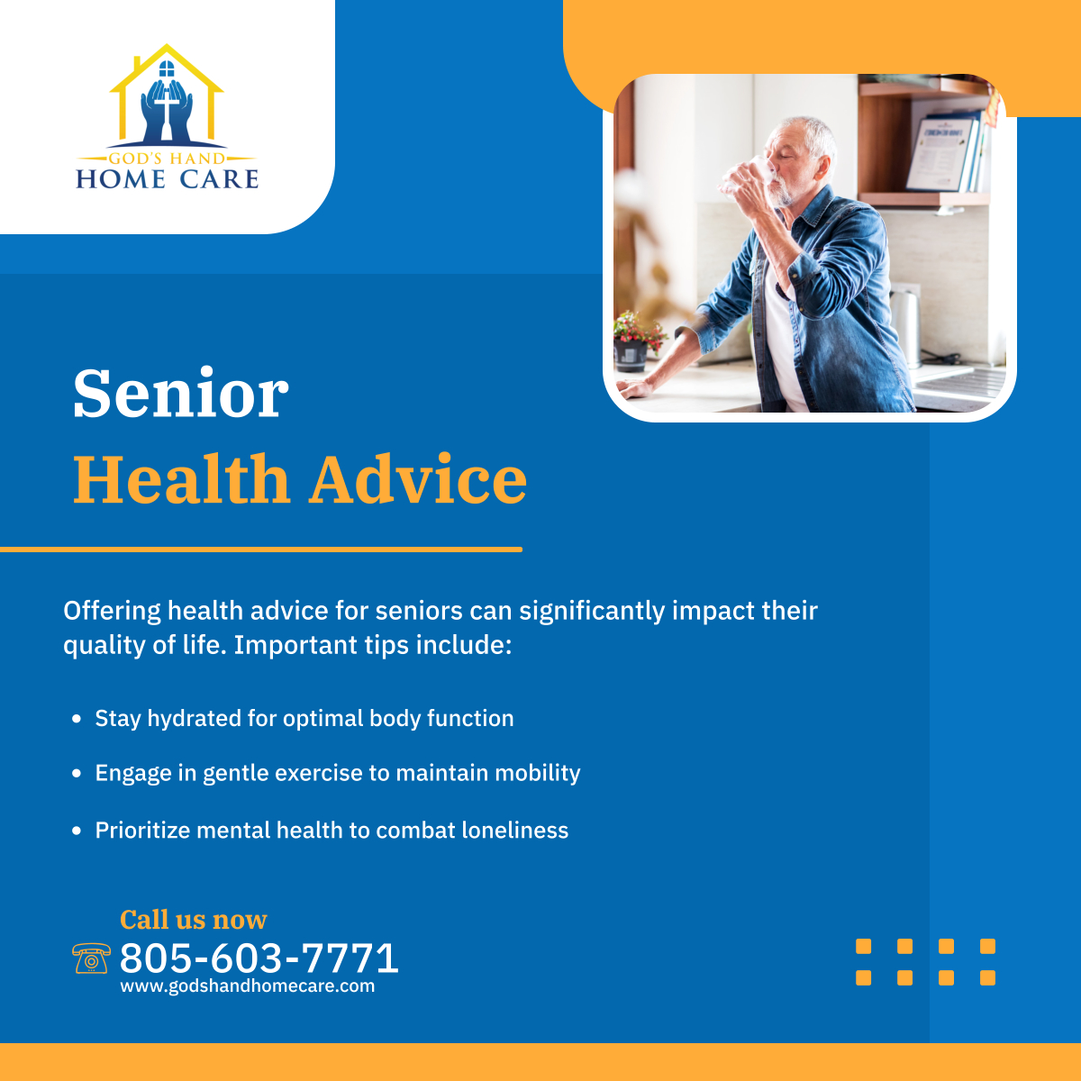 Enhance the quality of life for your senior loved ones with these health tips. Small changes can make a big difference in their daily lives. 

#OxnardCA #HomeCare #SeniorWellness