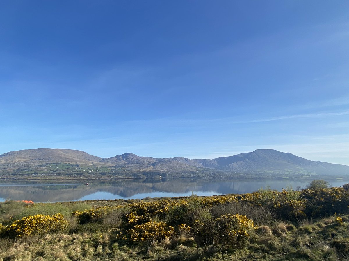 View from my drive to work, the Caha Mountains looking even more spectacular this morning #BereIsland #IslandLife #EarthDay2024