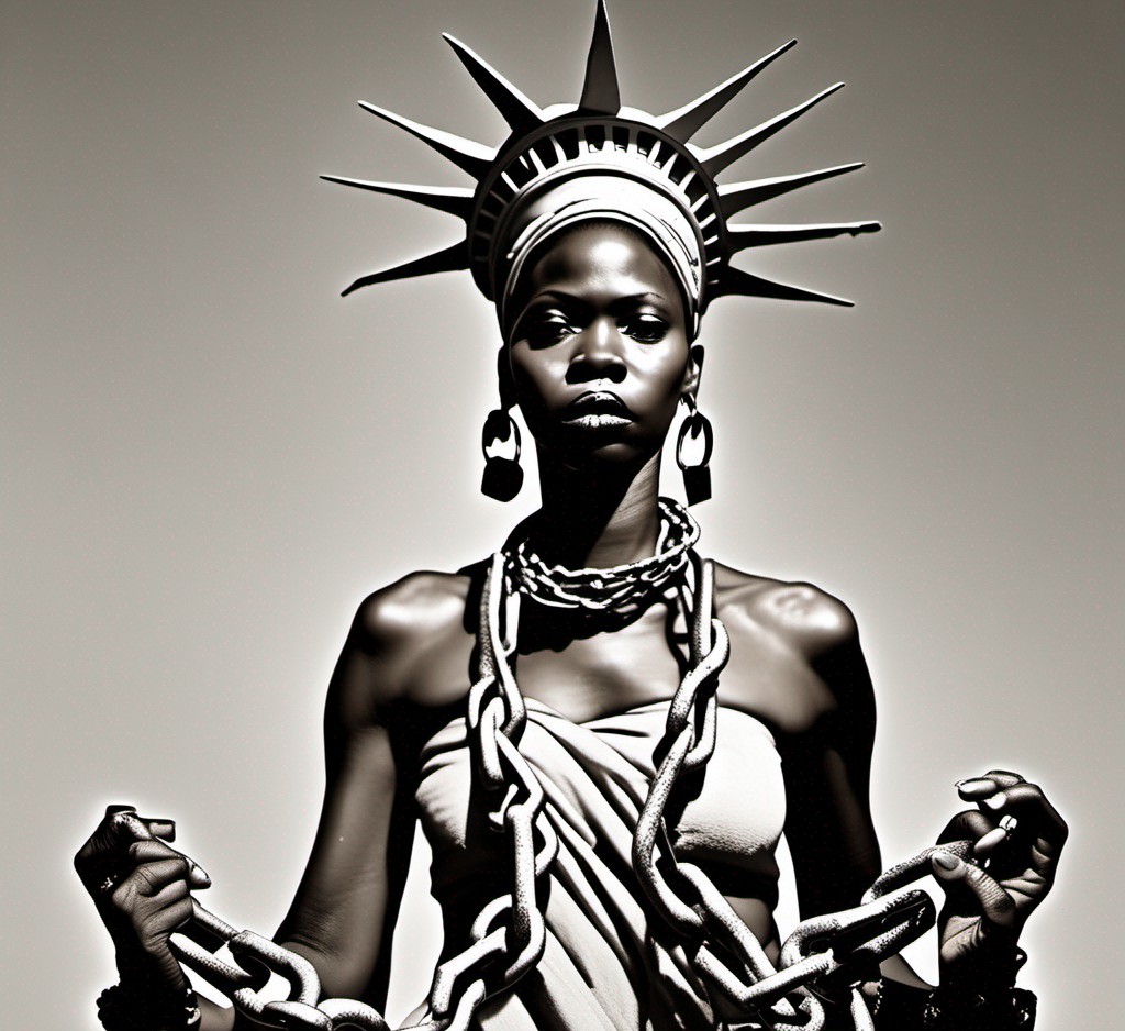 GryffynJPhoenix's tweet photo. Imagine this figure as the #StatueofLiberty
Yes, I was playing with AI. I wondered what my favorite art pieces would look like reimagined with black folk. I love it, what about you? #BGM #historicart #newattitude #book #author #toomuchtimeonmyhands https://t.co/ruu4bxDfcy
