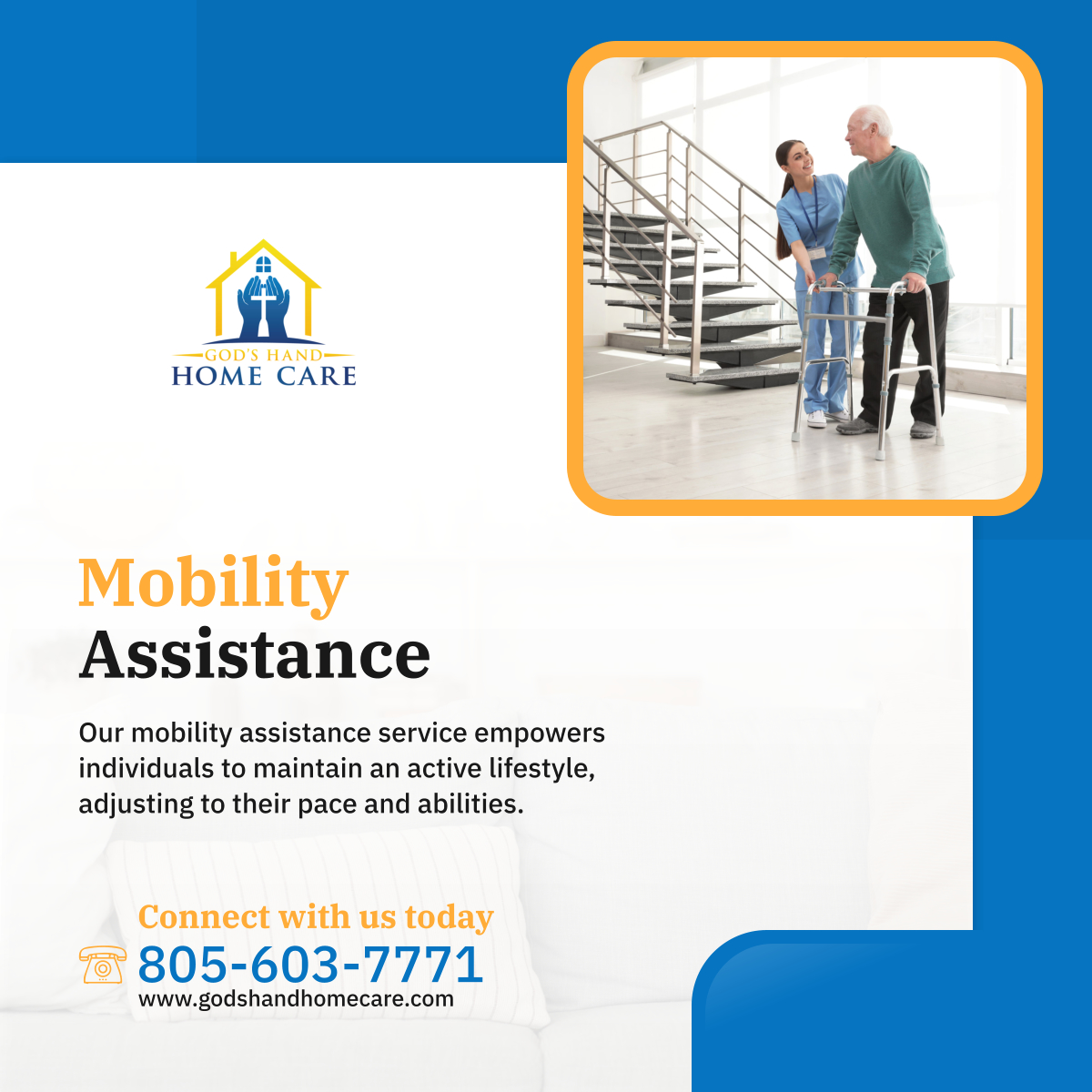 Keep moving forward with our mobility assistance. We're here to support your loved ones' independence and activity every step of the way. 

#OxnardCA #HomeCare #MobilitySupport