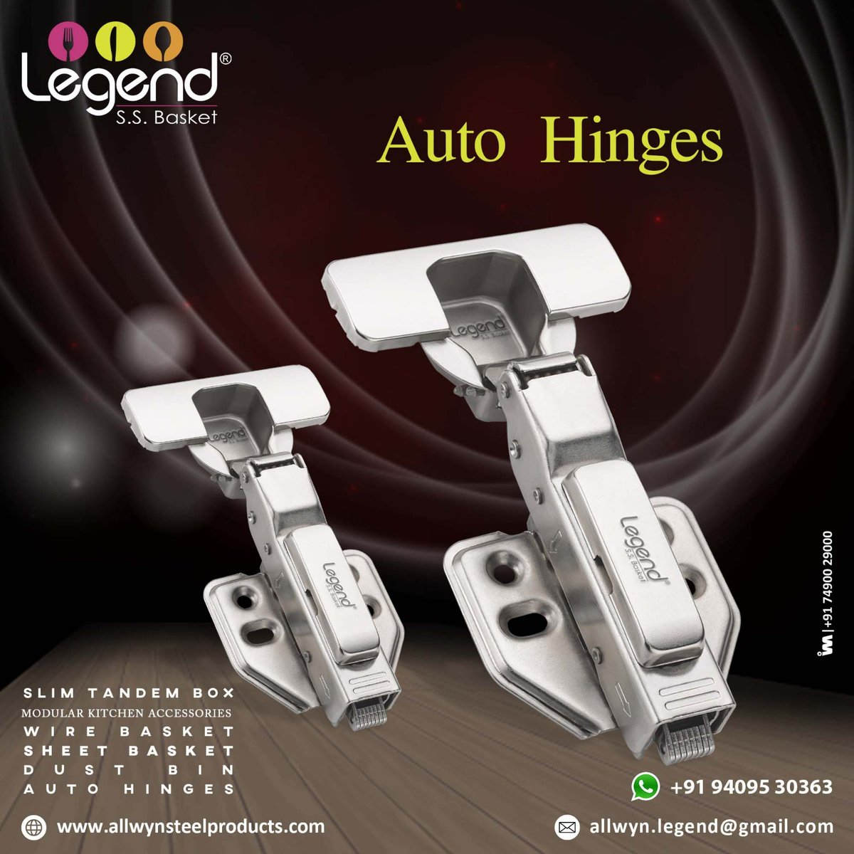 Hinge on excellence. Choose Legend #Autohinges that never let you down.
#AllwynSteelProducts #Rajkot #Legend #LegendHardware #LegendKitchen #DoorHinges #KitchenHardware #KitchenFittings #KitchenSolutions #FurnitureHardware #FurnitureFittings #KitchenBasket #KitchenAccessories