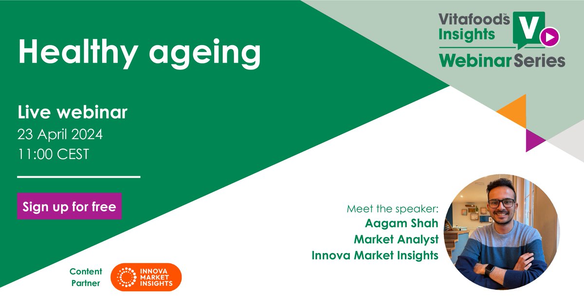 Happening TOMORROW: Innova joins Vitafoods Insights' webinar to share consumer trends around #HealthyAging. Learn about the priorities, strategies and preferred products of consumers in their quest to live a long and healthy life. ow.ly/Z11v50RkTlx