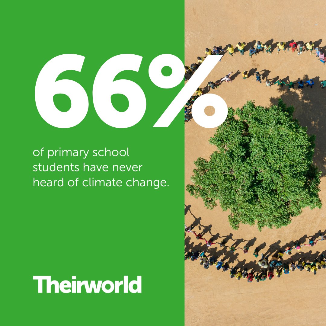 theirworld's tweet photo. 66% of primary school students have never heard of #ClimateChange - despite being the generation most impacted.

#ClimateEducation is critical to equip children with the tools to learn sustainable habits and fight climate change.

If you agree, share this post. #EarthDay2024 https://t.co/mWMRjEfWl8