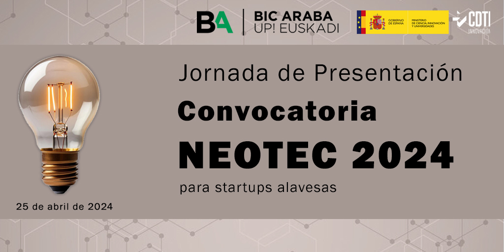CDTI_innovacion's tweet image. 📢El CDTI Innovación participa el 🗓️25-ABR en la Jornada de Presentación del programa #NEOTEC2024 para startups alavesas, organizado por @BICAraba 👇

👉El CDTI participará comentando las características generales de la convocatoria #Neotec

+info ➡️bit.ly/3xIH8yZ