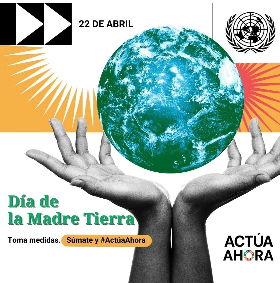Hoy 22 de abril es el Día de la Tierra.

Imagina si toda persona, empresa y gobierno #ActúaAhora para hacer la #PazConLaNaturaleza...💭

No hay tiempo que perder. ⏰

Necesitamos #AcciónClimática urgente para salvar nuestro hogar y crear un futuro justo, equitativo y sostenible