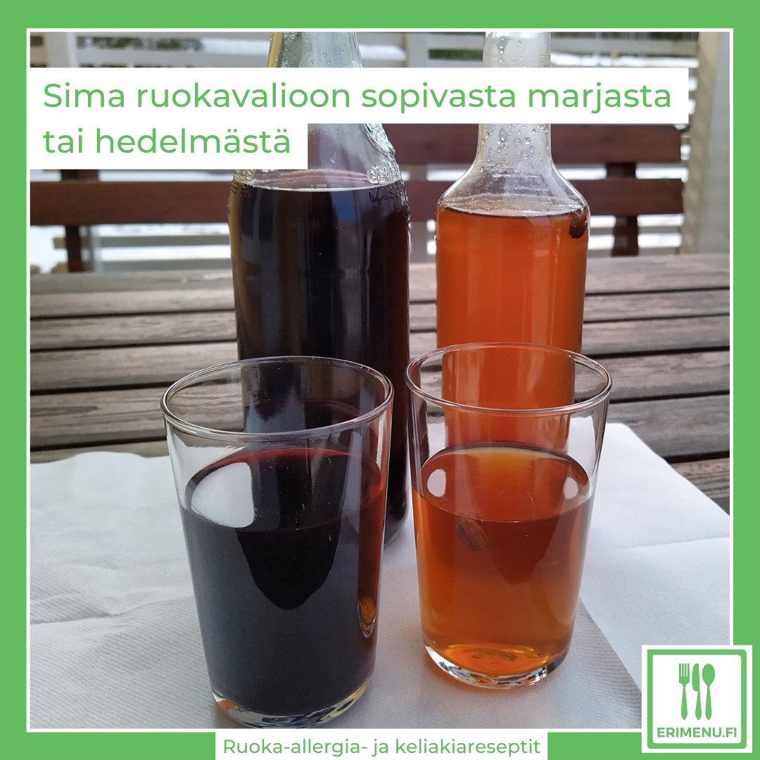 #Vappusima'a itse tehden, omat #ruokaallergia't huomioiden? Tässä muutama #resepti'vinkki:
erimenu.fi/resepti/mustik…
erimenu.fi/resepti/mansik…
erimenu.fi/resepti/sitruu…
erimenu.fi/resepti/ananas…
Käytä mieluista ja ruokavalioon sopivaa hedelmää tai marjaa.
#sima #vappu #allergiaperhe