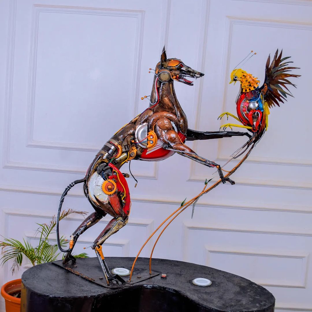 hezz_metal's tweet image. Title: A Friend Called Success
Dimensions: H 73" X L 48" X D 22"
Year: 2022

Success is a friend to those who persevere. He is free and very fair, he speaks but they don’t hear, so failure puts them to fear...

– Matt Starking

#naturelovers #greyhound #goldenpheasant #doglovers