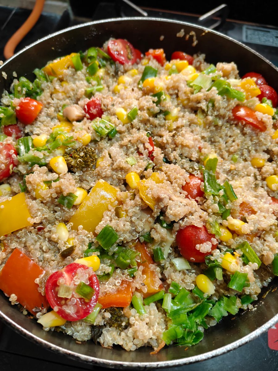 *Healthy One meal QUINOA WITH LOTS OF EXOTIC VEGGIES N FRESH HERBS COOKED IN OLIVE OIL*