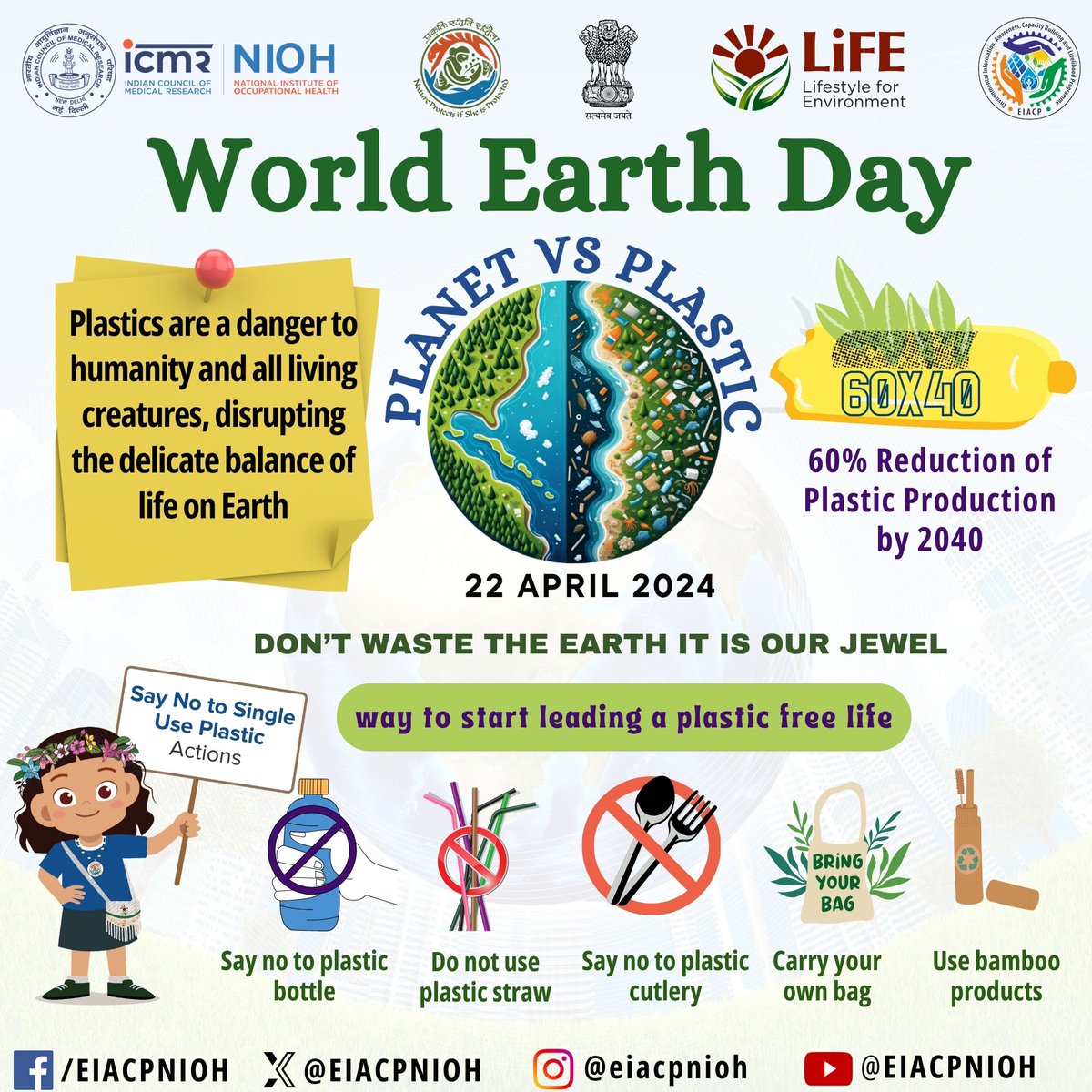 Earth Day serves as a yearly reminder of our responsibility towards environmental stewardship. It’s a day to celebrate the planet’s natural beauty and to take action against the challenges threatening our environment. @EIACPIndia @moefcc @icmrnioh @ICMRDELHI #EarthDay2024