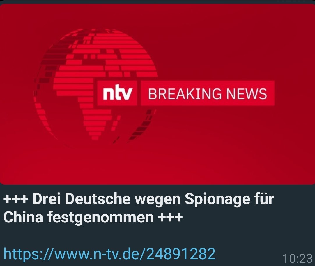 Die #Bundesanwaltschaft nimmt drei deutsche Staatsbürger in Düsseldorf und Bad Homburg fest. Ein Mann und ein Ehepaar sollen für einen chinesischen Geheimdienst arbeiten. Das teilt die Behörde in Karlsruhe mit.
Quelle NTV

Bestimmt wieder 'Patrioten'