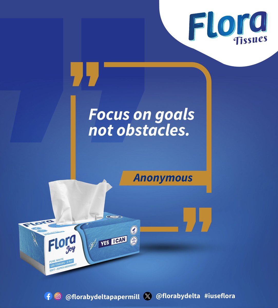 Success is about focusing on your goals, not the obstacles in your path. Keep your eyes on the prize and let nothing stand in the way of your dreams. You've got this! 💪 #MondayMotivation #florainspires #iuseflora #floracares #floratissues #tissuepaper #madeinghana