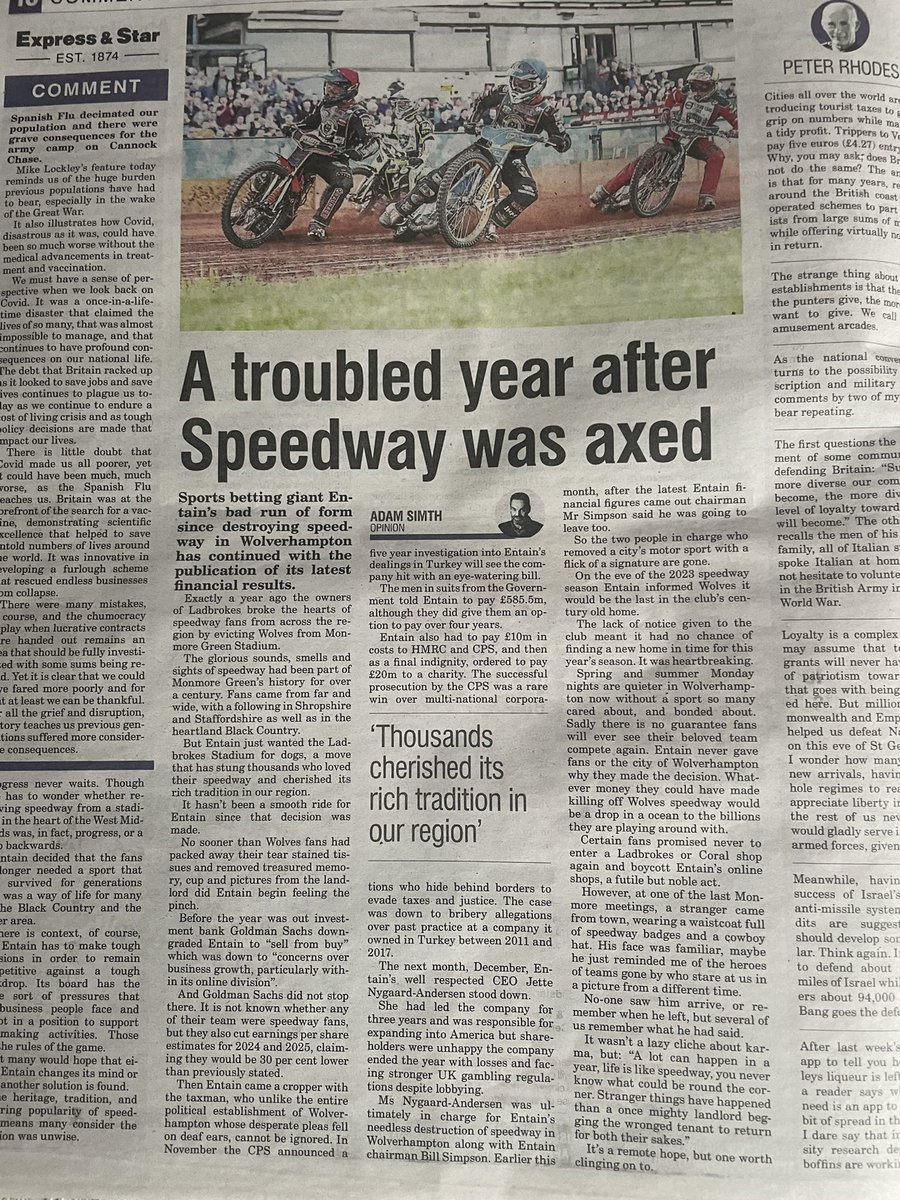 👀 Interesting opinion in Express &amp; Star today…!

📲 chng.it/86kKSJsyVv
#SaveWolvesSpeedway | #Wolfpack 🐺🐾