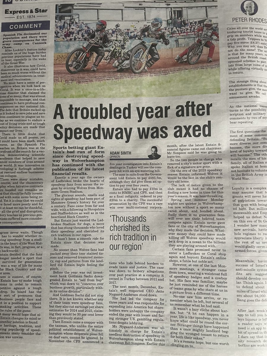 👀 Interesting opinion in Express & Star today…! 📲 chng.it/86kKSJsyVv #SaveWolvesSpeedway | #Wolfpack 🐺🐾