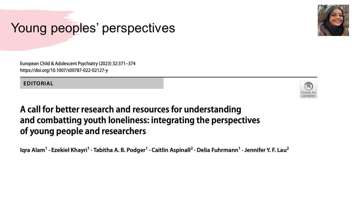 @DBadenoch @EdinUniMentalH @QMULResilience What do young people say about #loneliness? One thing is that there is a lack of formal pathways for seeking help. kclpure.kcl.ac.uk/portal/en/publ… #EMH2024