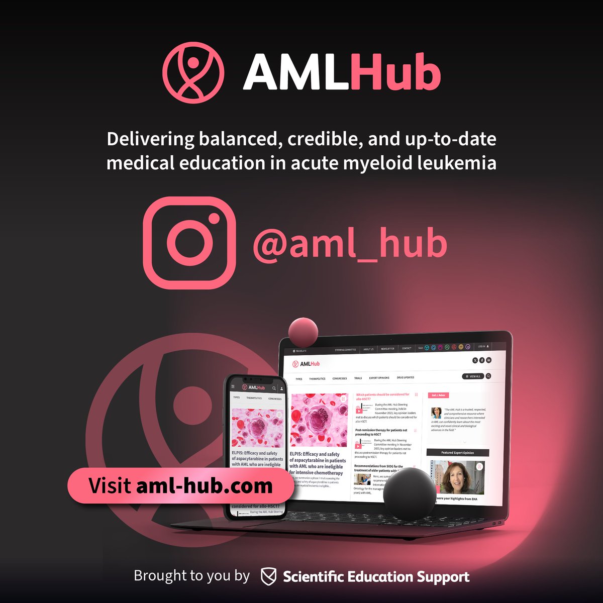The AML Hub is pleased to announce the launch of our Instagram account, aml_hub. Follow us to keep up-to-date with all the latest insights and medical education in Acute Myeloid Leukemia #AML #MedicalEducation #IME