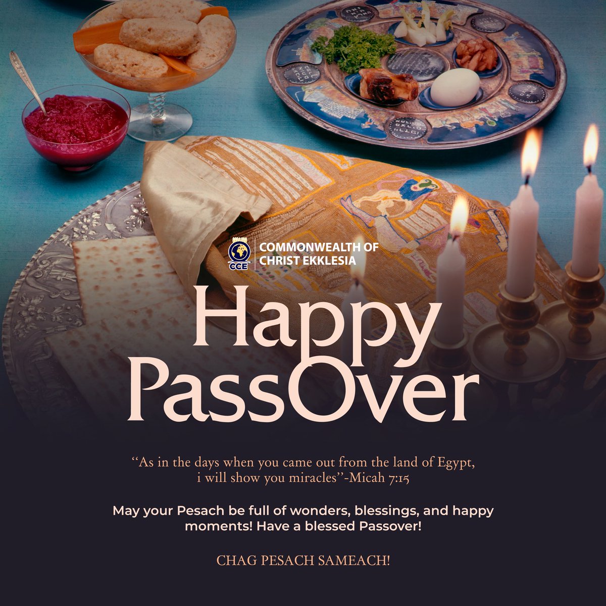 CHRIST OUR PASSOVER 🍷 🍱 May this season of LIBERATION bring you peace and fill your life with joyous celebrations. Chag Pesach Sameach #FeastOfPassover #CCEExperience #Passover2024 #CosmicGraceTo #BranchOutAndBeFruitful