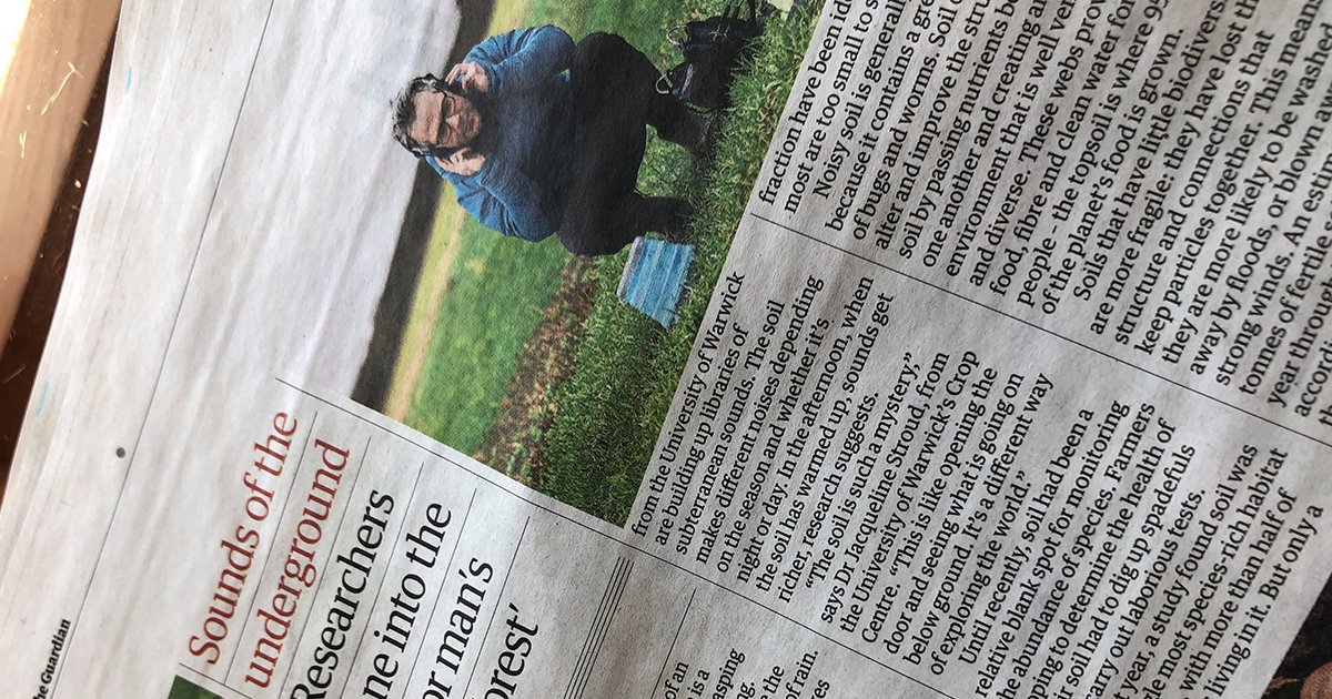 It's not everyday we find ourselves in @guardian newspapers, so we had to pick up our own copy over the weekend. Read the full article here, where @abr_eco & @uniofwarwick's @wormscience discuss their #ecoacoustics research at @Rothamsted 👇 theguardian.com/environment/20…