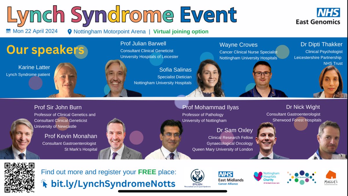 East_Genomics's tweet photo. Raring to go for our Lynch syndrome event @nottinghamarena with @JulianBarwell Prof Sir John Burn, @kevinjmonahan @DiptiThakker Nick Wight, Mohammad Ilyas, @sofiasalinas23 @SGOxley @WayneCroves & Karine Latter.
200+ joining in person & online. Follow #LSNotts for updates! https://t.co/BV6sd6FNpL