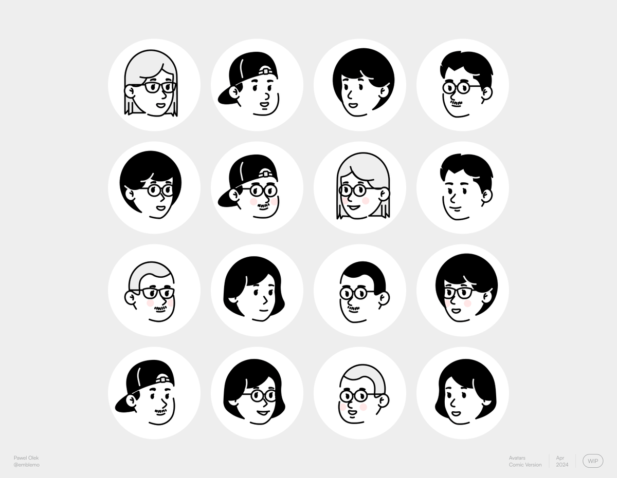 While working on a new project, I created a series of avatars in a lighter, comic book style. I am considering whether to also publish the series in this style. What do you think?