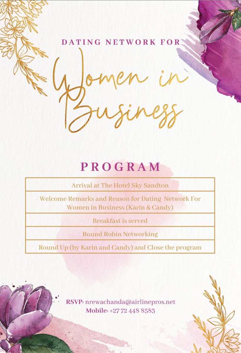 Dating Network for Women in Business. RSVP 
#womeninbusiness