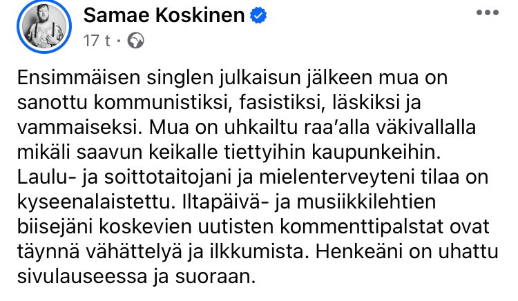 Suomi-Finland, 2024. Tätähän se on kun kalikka kalahtaa tiettyyn kansanosaan.