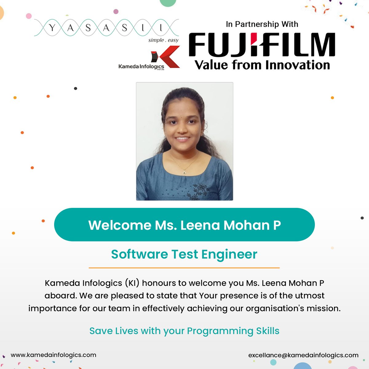 Welcome to the Kameda Family! 🌟 We are thrilled to introduce our newest team members who have joined us on this exciting journey. 👋 Join us in extending a warm welcome to Ms. Leena Mohan P!🎉 #newhires #welcomeaboard #teamworkmakesthedreamwork