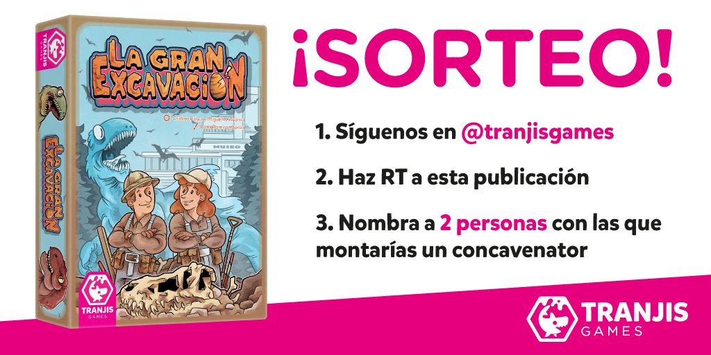 El próximo jueves llega a las mejores tiendas La Gran Excavación! Si te gustan los dinosaurios, los juegos estilo Virus! o divertirte en general, ¡este es tu juego!

· Síguenos
· Haz RT
· Nombra a 2 personas con las que montarías en un Concavenator de Cuenca.
 
Sorteo abierto