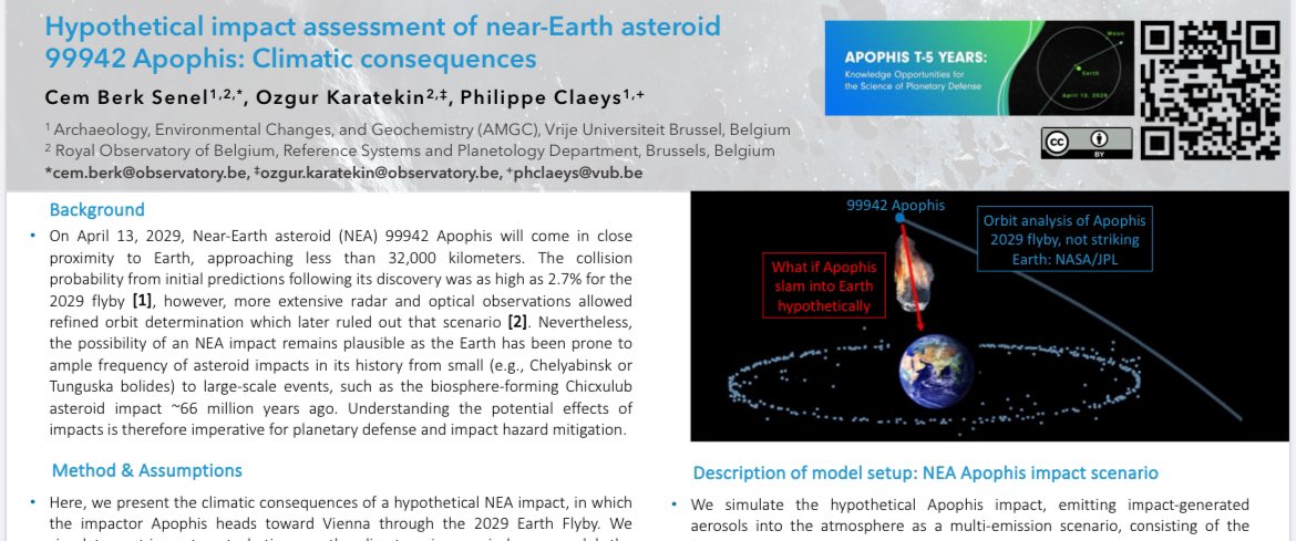 cemberksenel's tweet photo. We will present our ‘hypothetical’ #impact assessment of NEA Apophis heading towards Earth and effects on the #climate from global circulation simulations with @ClaeysVub and @OzgurKaratekin. #FWOVlaanderen #AMGC_VUB #researchvub #ORB_KSB https://t.co/oOv6iz4GCJ