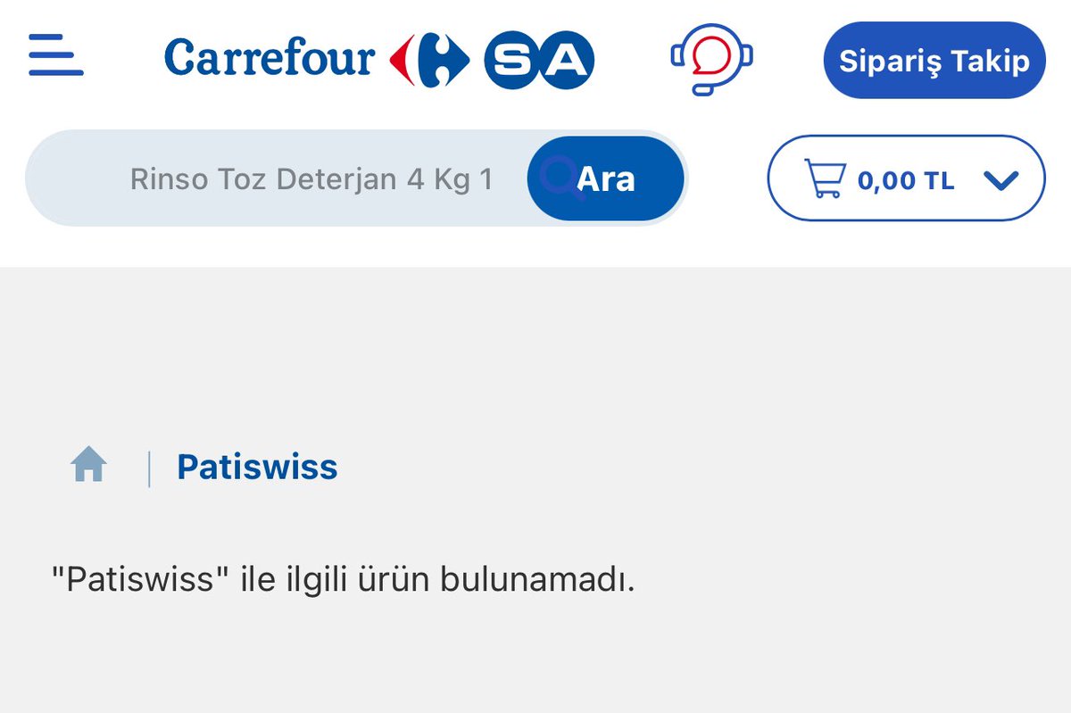 Carrefour, patiswiss ürünlerini siteden kaldırdı.