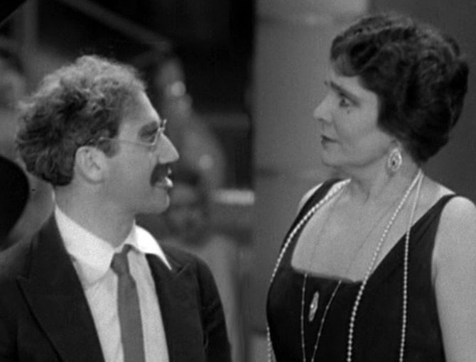 #Groucho: 'We'd make an ideal couple. Why you've got beauty, charm, money! You have got money, haven't you? 'Cos if you haven't, we can quit right now!' #AnimalCrackers. 1930